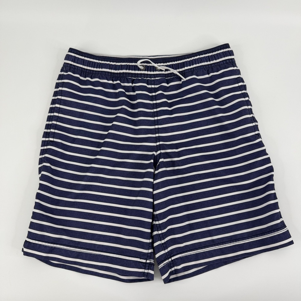 Hanna Andersson Swim Trunks Kids Size 12 Blue White Striped Board Shorts
